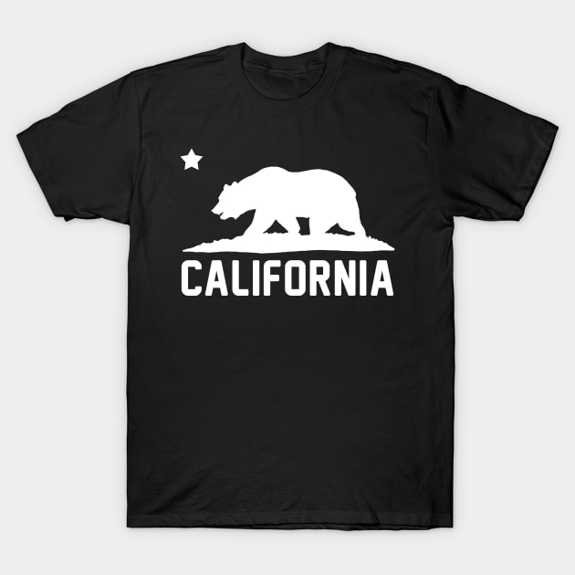 California Bear White Cali Souvenir State Map Republic CA T-Shirt by maelotti22925